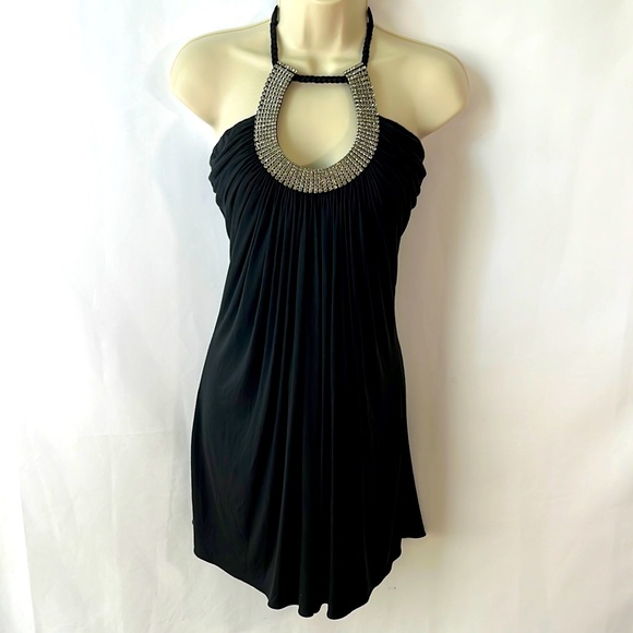 Sky Dresses & Skirts - Sky - Embellished Halter Neck Black Mini Dress - Size: Medium